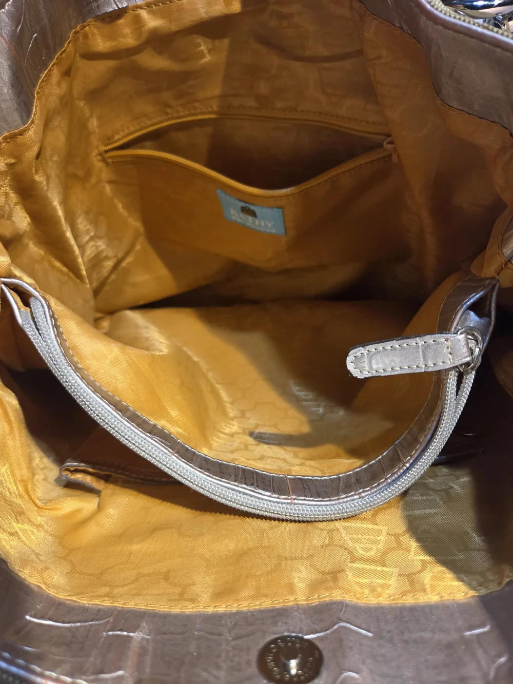 Canvas Tote Bag in Beige with Silver Accents